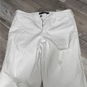 Hollister California High Rise Super Skinny white frayed jeans